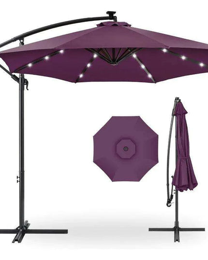 Solar-Powered 10ft LED Hanging Market Umbrella for Outdoor Spaces