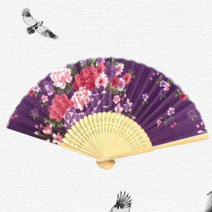 Elegant Vintage Chinese Silk Bamboo Folding Fan with Unique Designs