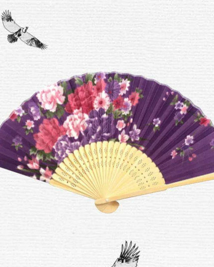 Elegant Vintage Chinese Silk Bamboo Folding Fan with Unique Designs