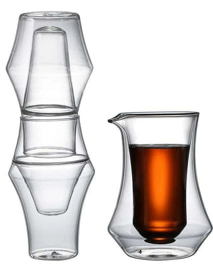 Artisan Japanese Double Insulated Coffee Glass Mug