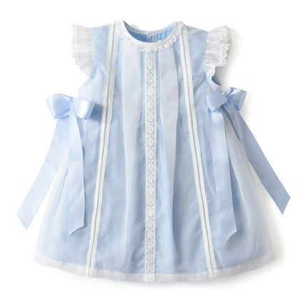Baby Girl Christening Gown with Spanish Lace and Charming Bow -