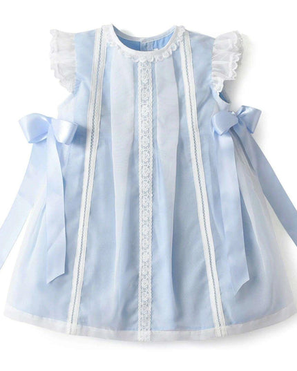 Baby Girl Christening Gown with Spanish Lace and Charming Bow -