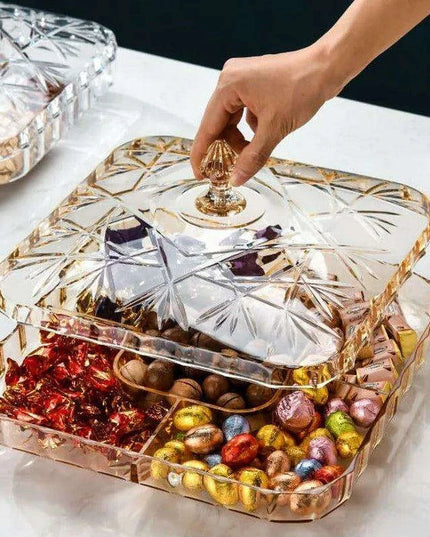 Chic Clear Candy and Snack Organizer Tray with Decorative Lid for Stylish Home Storage
