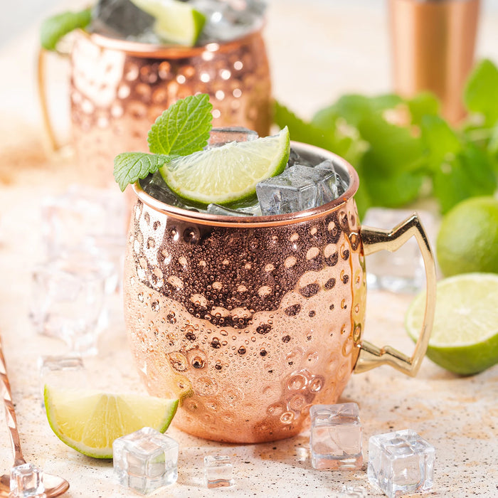 Rose Gold Moscow Mule Mugs – 16oz Stainless Steel Cups with Elegant Hand