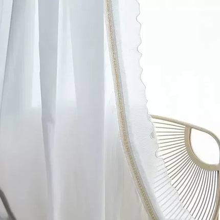Cream Chenille French Curtains with Sheer Tulle Option | Très Élite
