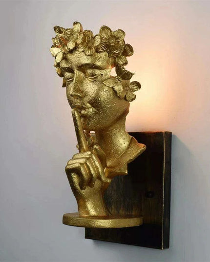 Nordic Girl Artistic LED Resin Wall Light - Vintage Home Accent