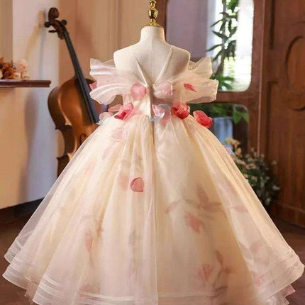 Elegant Children's Appliqued Evening Gown for Special Occasions