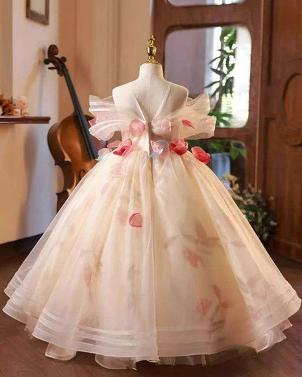 Elegant Children's Appliqued Evening Gown for Special Occasions
