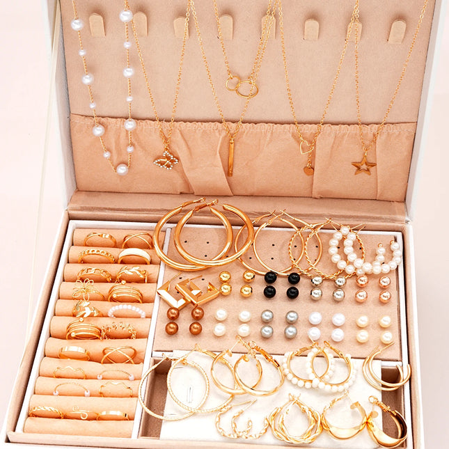 86-Piece Pearl Jewellery Set — Necklace, Earrings, Studs & Rings