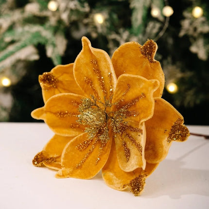 Artificial Glitter Christmas Flower Ornament, Assorted Styles & Colours