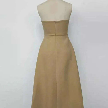 Stylish Backless Halter Neck Pleated Summer Dress with Contrast Color Patchwork for Women - 2024 Party Collection