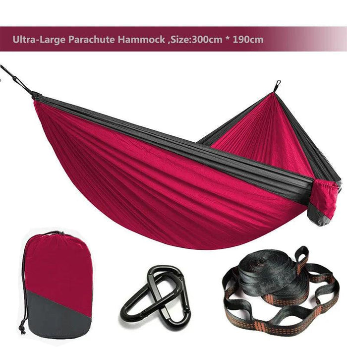 Hammock with Tree Straps | Parachute Nylon | Carabiners | Camping