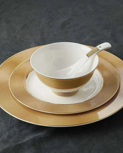 Luxurious Japanese Dining Set with Elegant Gold Ceramic Utensils for Elevated Mealtime Experience