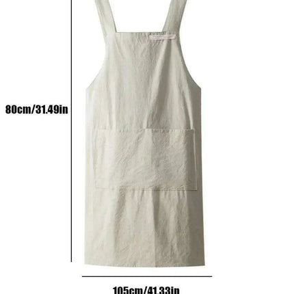 Chic Cotton Linen Apron with Stylish Wide Straps for Women - Your Perfect Cooking Companion
