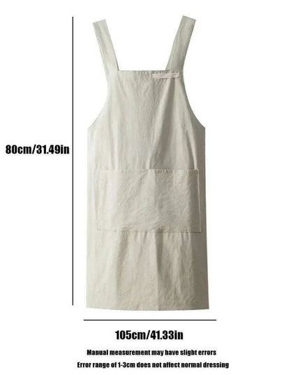 Chic Cotton Linen Apron with Stylish Wide Straps for Women - Your Perfect Cooking Companion