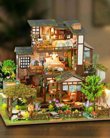 Bamboo Courtyard DIY 3D Miniature Dollhouse Assembly Kit - Unfinished Wooden Puzzle for Unique Home Decor and Gifting