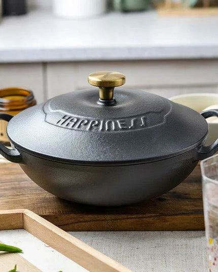 Versatile 21cm Enamel-Coated Cast Iron Stew Pot for Low-Pressure Cooking