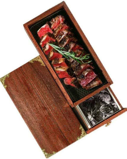 Western Rustic BBQ Smoker's Wooden Dinnerware Set