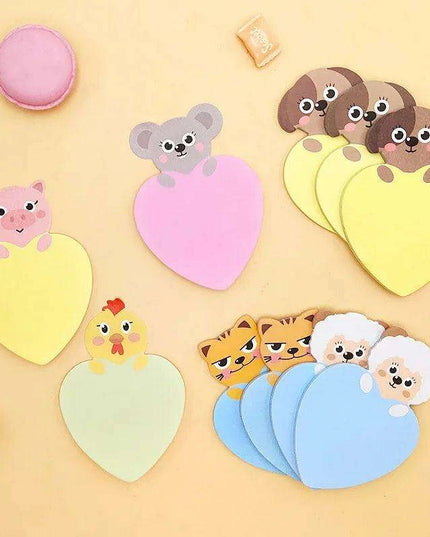 Charming Animal-Inspired Heart-Shaped Sticky Notes for Creative Minds