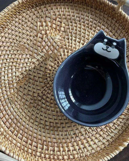 Whimsical Cartoon Relief Ceramic Sauce Bowl with Spoon for Hot Pot and BBQ Delight