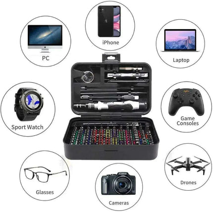 Professional 132-Piece Magnetic Precision Screwdriver Set with Durable Chrome-Vanadium Steel Bits and Color-Coded Handles for All Repair Needs