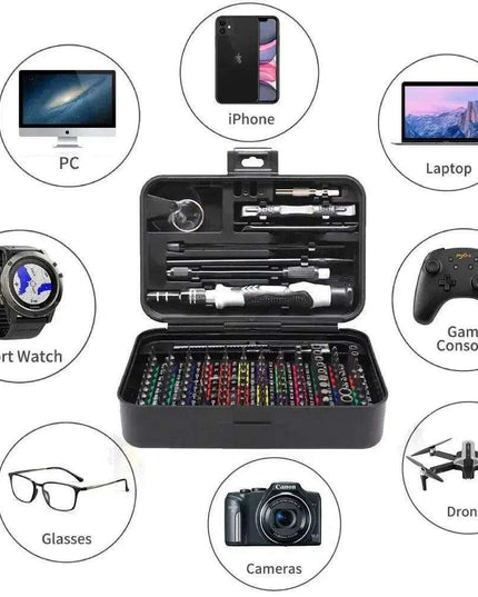 Professional 132-Piece Magnetic Precision Screwdriver Set with Durable Chrome-Vanadium Steel Bits and Color-Coded Handles for All Repair Needs