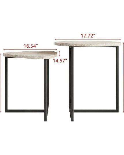 Chic Black Metal Round Nesting Tables Set of 2 with Safety-Crafted Edges for Space Optimization