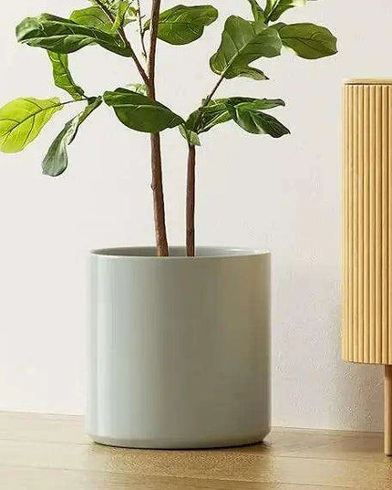 Elegant 12-Inch Blue Ceramic Planter with Enhanced Drainage System