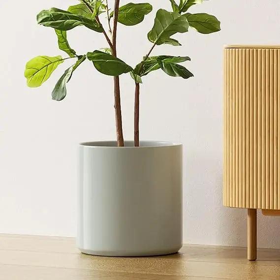 Elegant 12-Inch Blue Ceramic Planter with Enhanced Drainage System