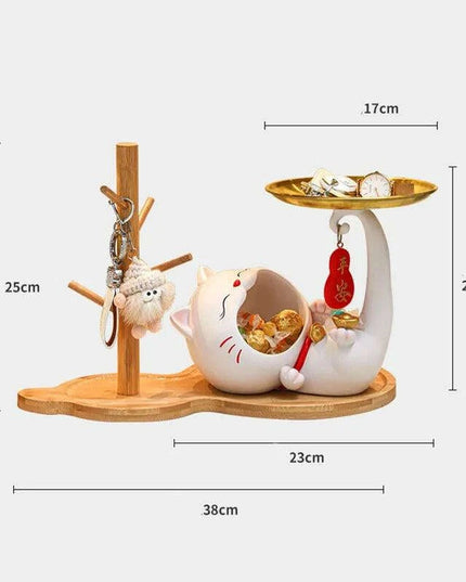 Charming Maneki-neko Key Organizer: Whimsical Resin Cat for Stylish Home Decor and Good Luck