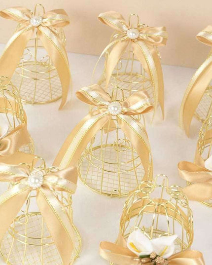 Charming Mini Gold Birdcage Treat Boxes - Perfect Favors for Elegant Celebrations