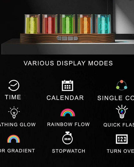 Customizable RGB LED Nixie Tube Clock - Luxurious Gift for Gamers and Stylish Desktop Decor
