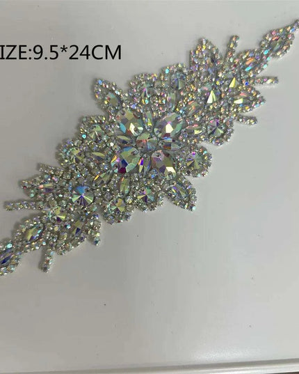 Glimmering Silver Rhinestone Floral Applique: Elegant Fashion Upgrade Accessory