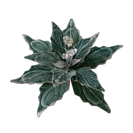 Artificial Glitter Christmas Flower Ornament, Assorted Styles & Colours