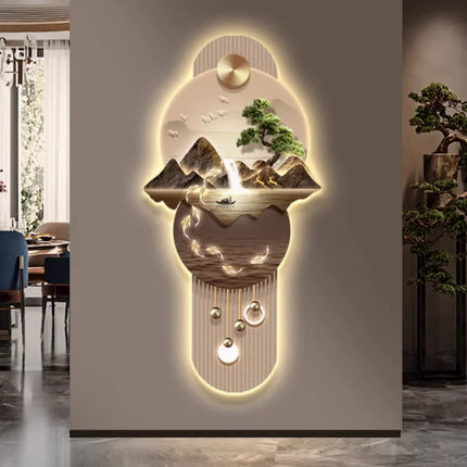 Grand Landscape Entrance Painting with Integrated Light