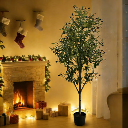 180cm 70inch Artificial Tall Potted Olive Tree, Foliage Tree for Living Room Entryway Office Modern Indoor Home Decor 180cm-70inch-artificial-tall-potted-olive-tree-foliage-tree-for-living-room-entryway-office-modern-indoor-home-decor