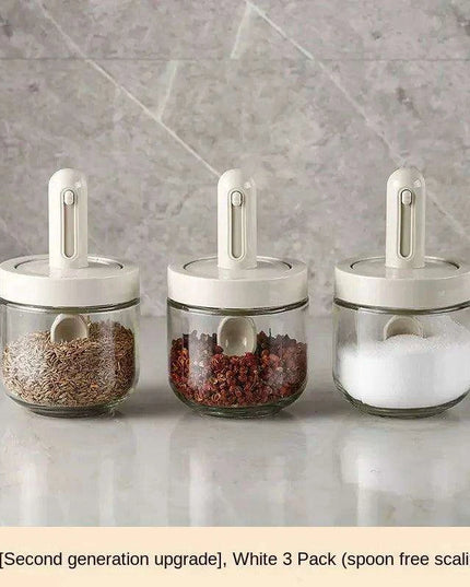 Luxury Spice Container Set with Built-in Spoon Lid and Airtight Organizer Box