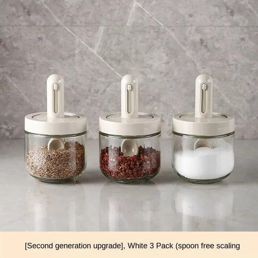 Luxury Spice Container Set with Built-in Spoon Lid and Airtight Organizer Box