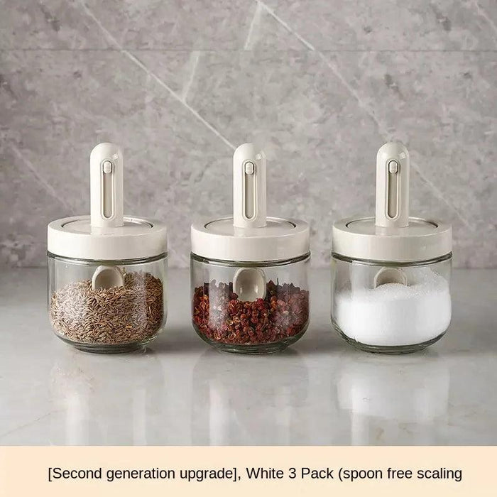 Luxury Spice Container Set with Built-in Spoon Lid and Airtight Organizer Box