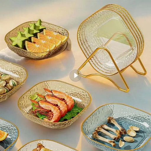 Chic Clear Serving Tray with Holder - Ideal for Elegant Salads and Snacks