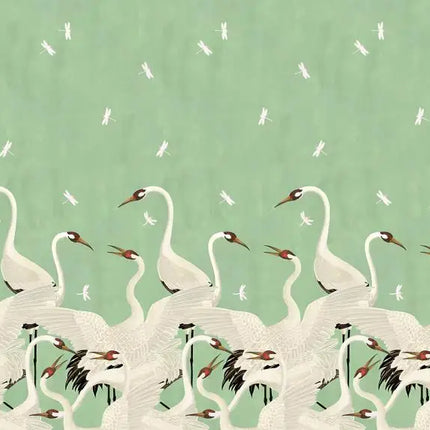 Très Elite 3D Light Luxury Japanese Red Crowned Crane Wallpaper, Remov