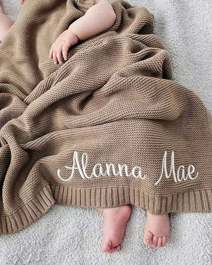 Personalized Embroidered Cotton Baby Blanket - Luxurious Custom Gift for Infants, Ideal for Cozy Sleep