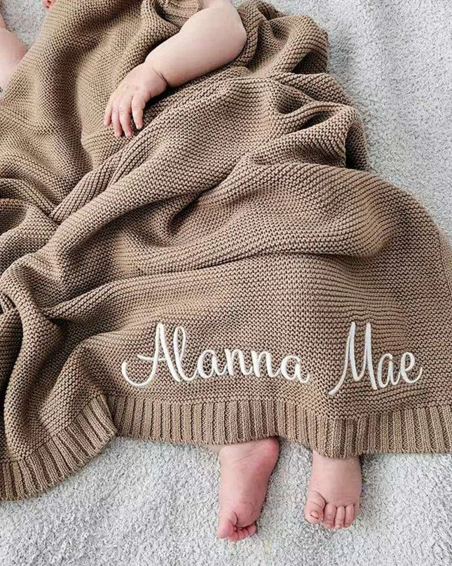 Personalized Embroidered Cotton Baby Blanket - Luxurious Custom Gift for Infants, Ideal for Cozy Sleep