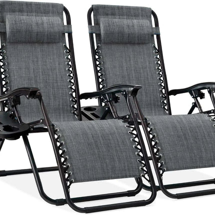 Luxury Zero Gravity Lounge Chairs Set with Accessories in Elegant Black