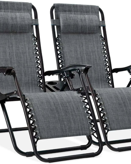 Luxury Zero Gravity Lounge Chairs Set with Accessories in Elegant Black