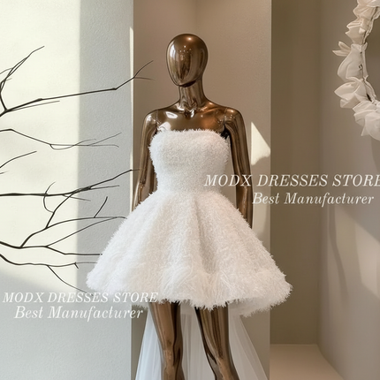 MODX Strapless Tiered Tulle Wedding Dress with Full Ruffles
