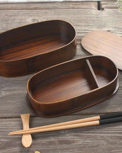 Elegant Japanese Wood Bento Box - Eco-Friendly Portable Lunch Container for Meals, Sushi, and Snacks