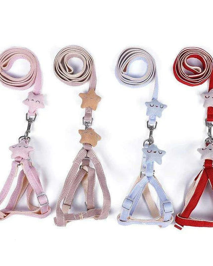 Adorable Starfish-Themed Adjustable Harness and Leash Set for Small Pets