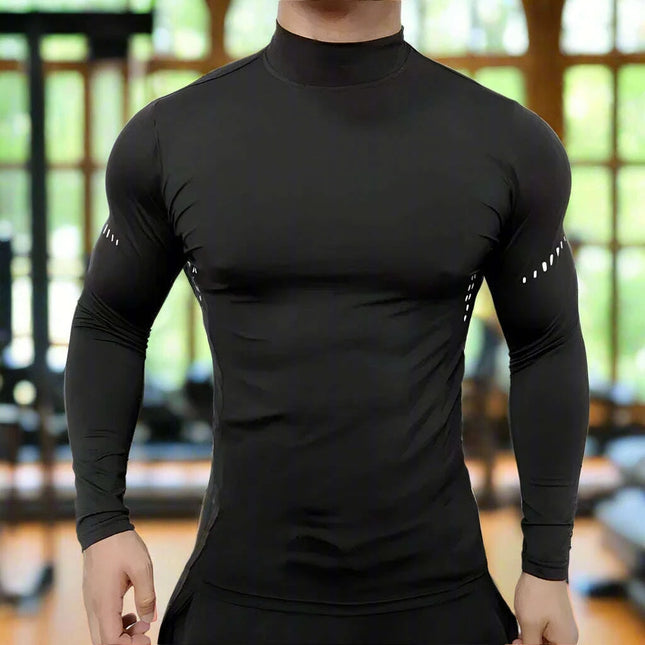 Men's Long Sleeve Compression Workout Tee for Gym Training and Muscle Building