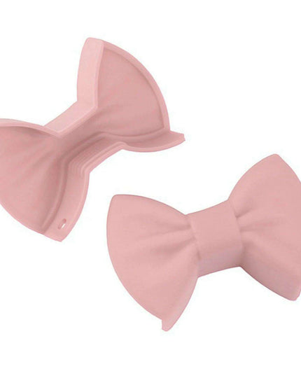 Charming Tiny Bow-Designed Heat-Resistant Silicone Oven Mitts - Set of 2 Mini Pot Holders for Safe Cooking